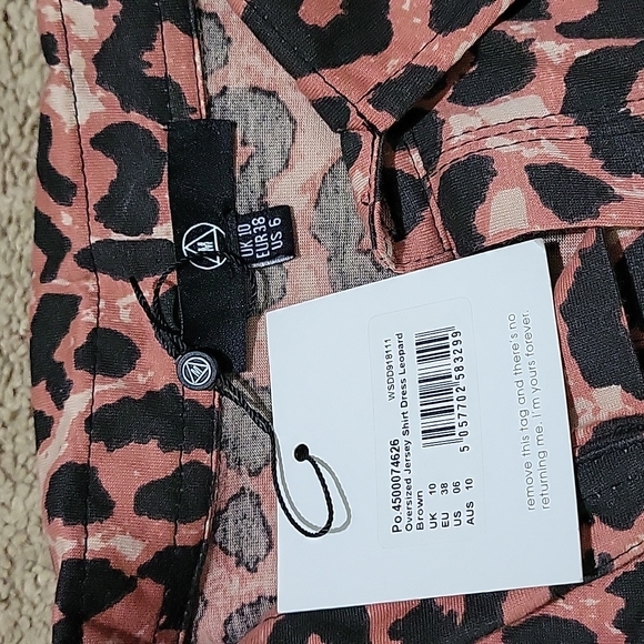 NWT Missguided Animal Leopard Print Oversized Button Up Shirt Dress Size 6 - Picture 4 of 4